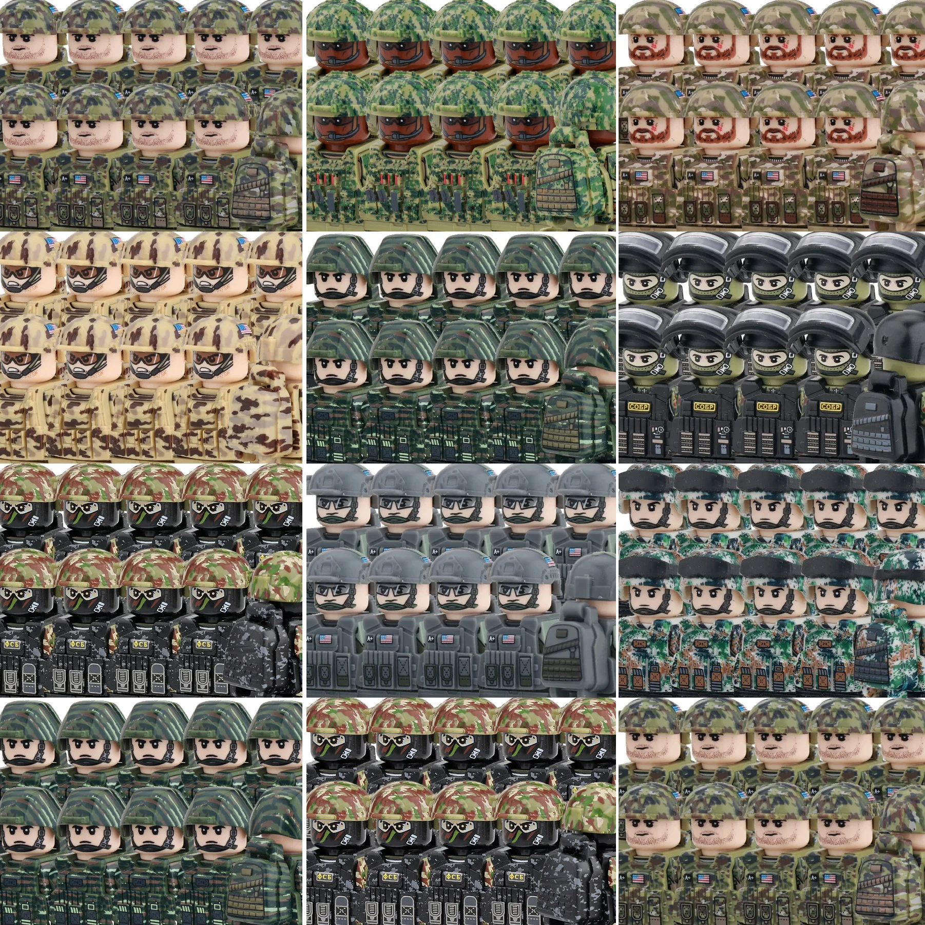 Figurines MOC US SWAT, blocs de construction, soldats militaires britanniques modernes, casques de camouflage, briques, jouets, cadeau pour enfants