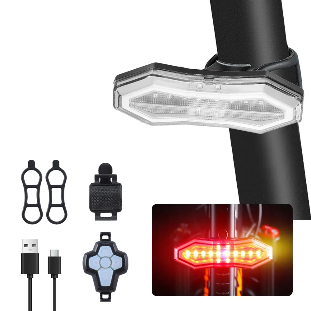 Cycling Bicycle Taillight Wireless Remote Control Rear Light Left and Right Turn Signal Tail Light with Horn Easy to Install