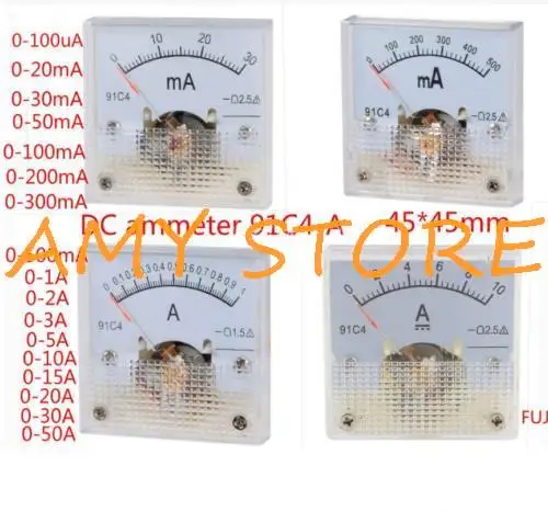 1Pc 91C4 DC 0-500mA 0-50A Class 2.5 Accuracy Analog Ammeter Amperemeter Gauge