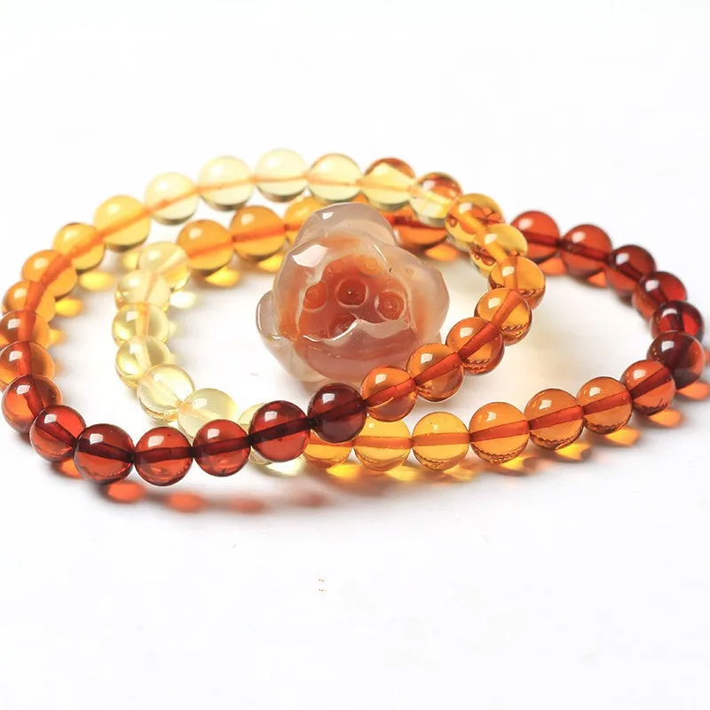 Natural Amber Bracelet Rainbow Bangle Women Healing Gemstone Fine Jewelry Genuine Baltic Amber Colorful Bracelet Ladies Gifts