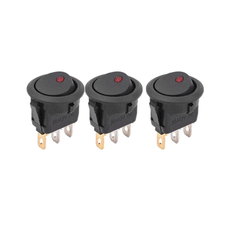 Auto-LKW-Wippschalter 3-polig 2-Positionen Ein/Aus-Steuerung SPST für Marine-Autoteile 12V LED-Bootsschalter mit Beleuchtung 1/3/12 Stück
