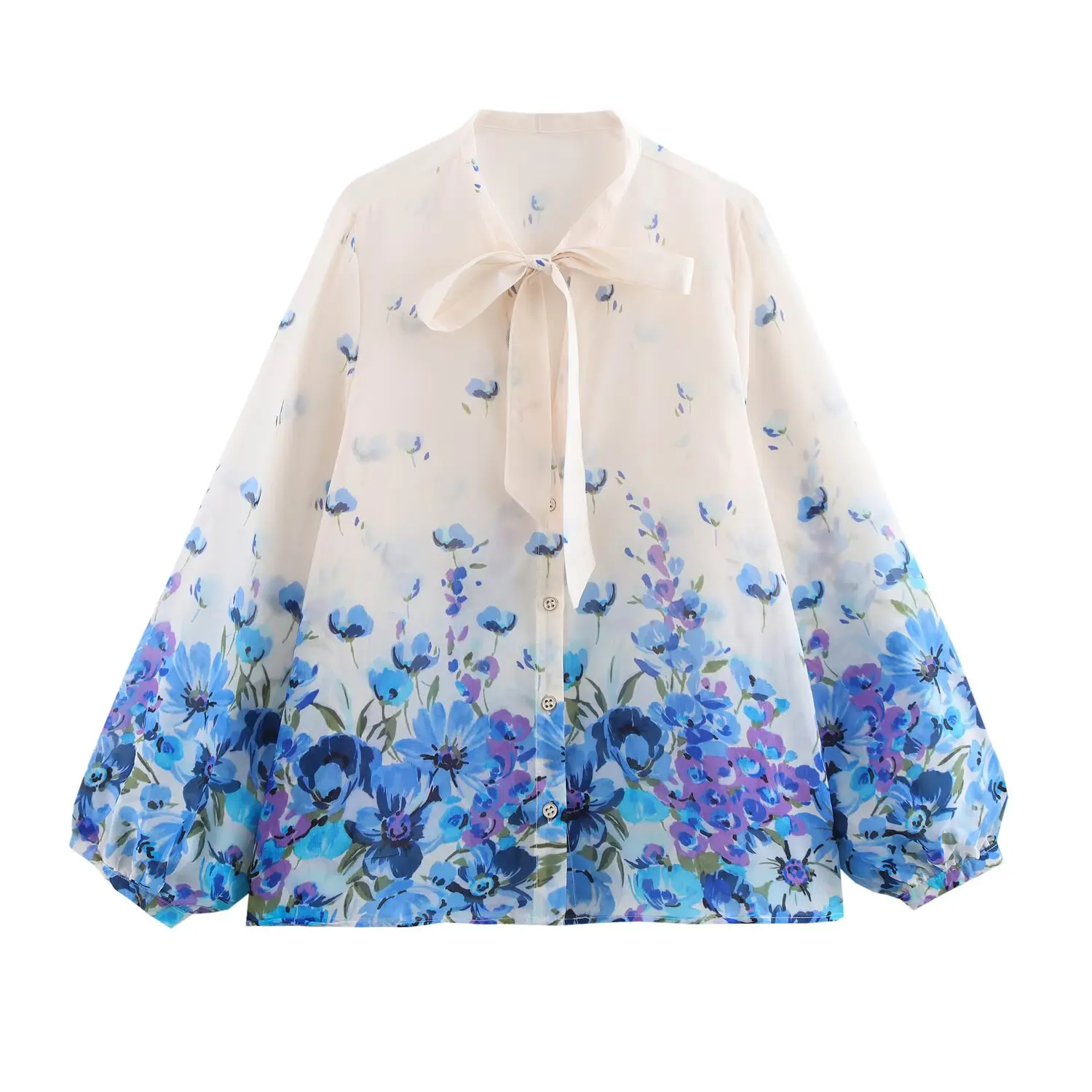 

2025 new women's clothing European and American style fashion versatile butterfly decoration printed shirt