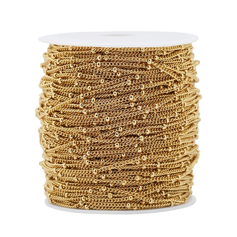 2 Meters 1mm 1.5mm 2mm Stainless Steel Clip Beads Chain Ball Beaded Chain for DIY Bracelet Necklac Jewelry Making Supplies Bulk image 2