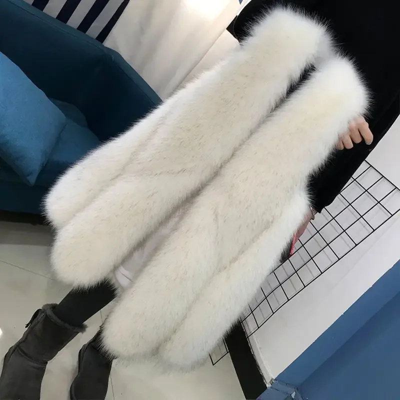 2024 new Faux Fur Vest Ladies Winter Autumn Solid Coat Warm  Made of Fake  Women\'s  Real   Elegant  T231