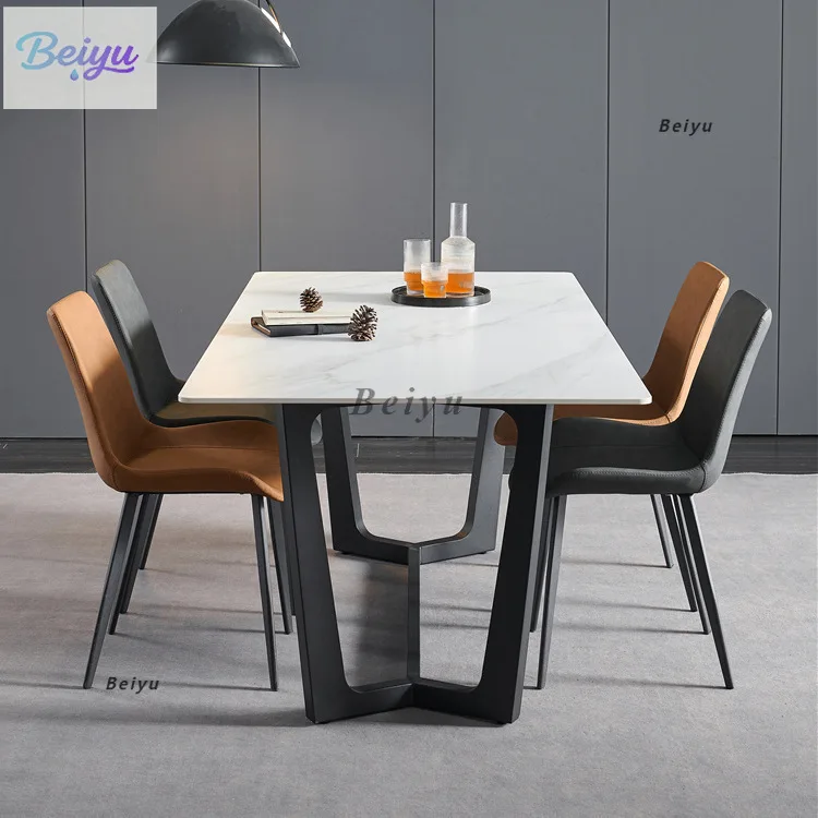 

Light luxury rock slab dining table and chair combination furniture Italian minimalist household dining table size apartment mod