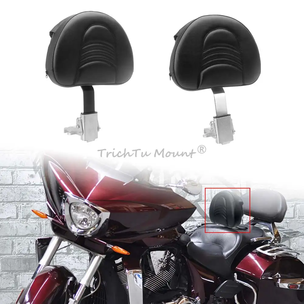Driver Adjustable Motorcycle Backrest With Mounting Kit Compatible With Victory 2010-2017 Heavy Duty Steel Chrome/Black Bracket