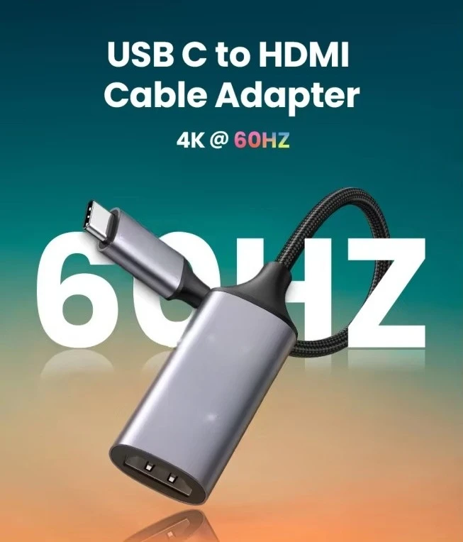 UGREEN USB Type C to HDMI-Cable 4K/60Hz USB C HDMI-Adapter Nylon Braided Aluminum Alloy Shell
