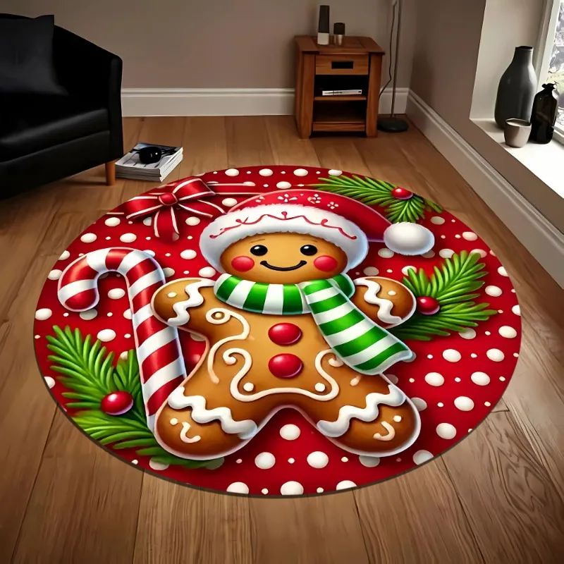 MINISO DISNEY Soft Absorbent Carpet Christmas for Man Round Rug Entryway Living Room Bedroom Flannel Decor Christmas Tree Skirt