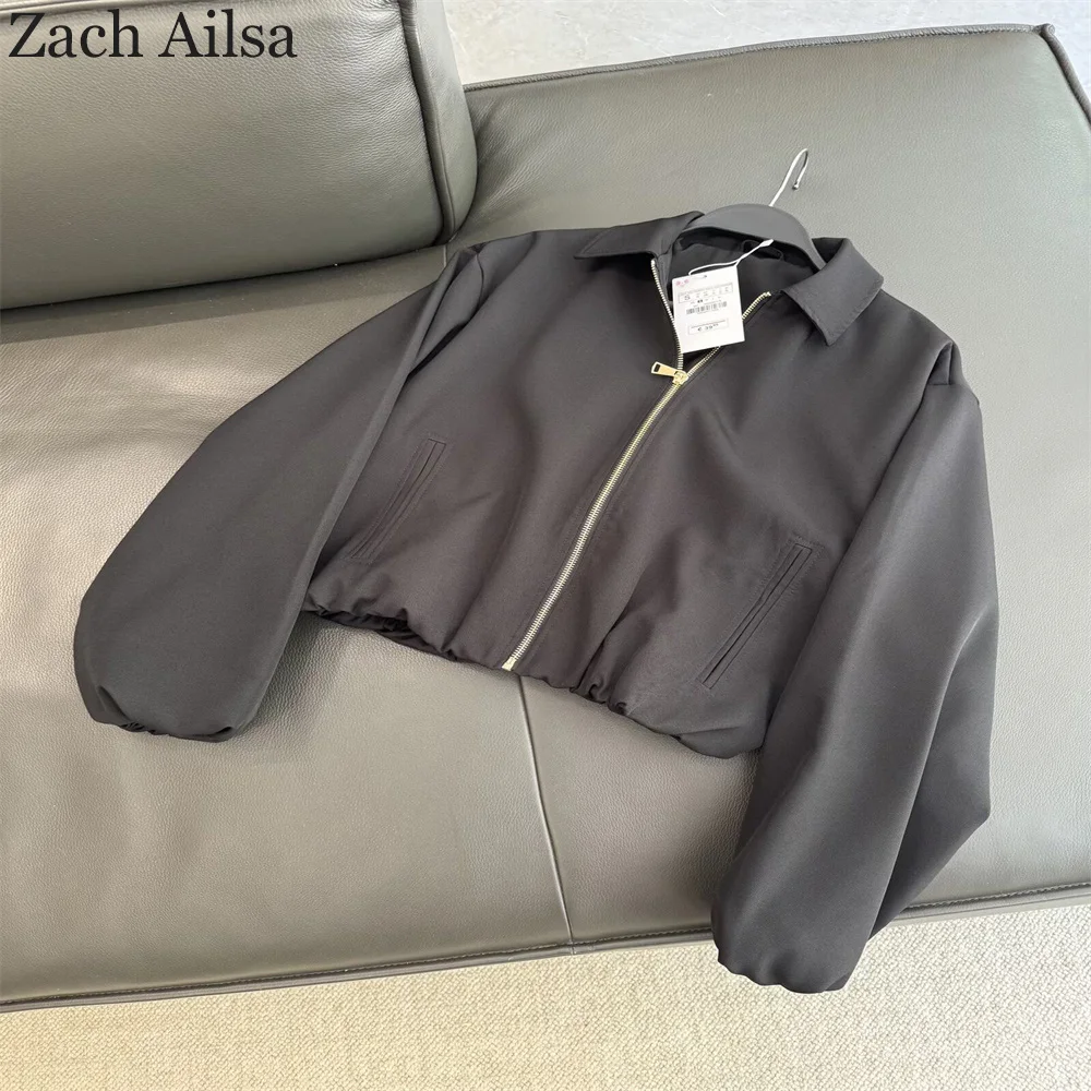 

Быстрая модная женская одежда в европейском и американском стиле, повседневная куртка со свободным воротником на молнии, пышная куртка, куртка