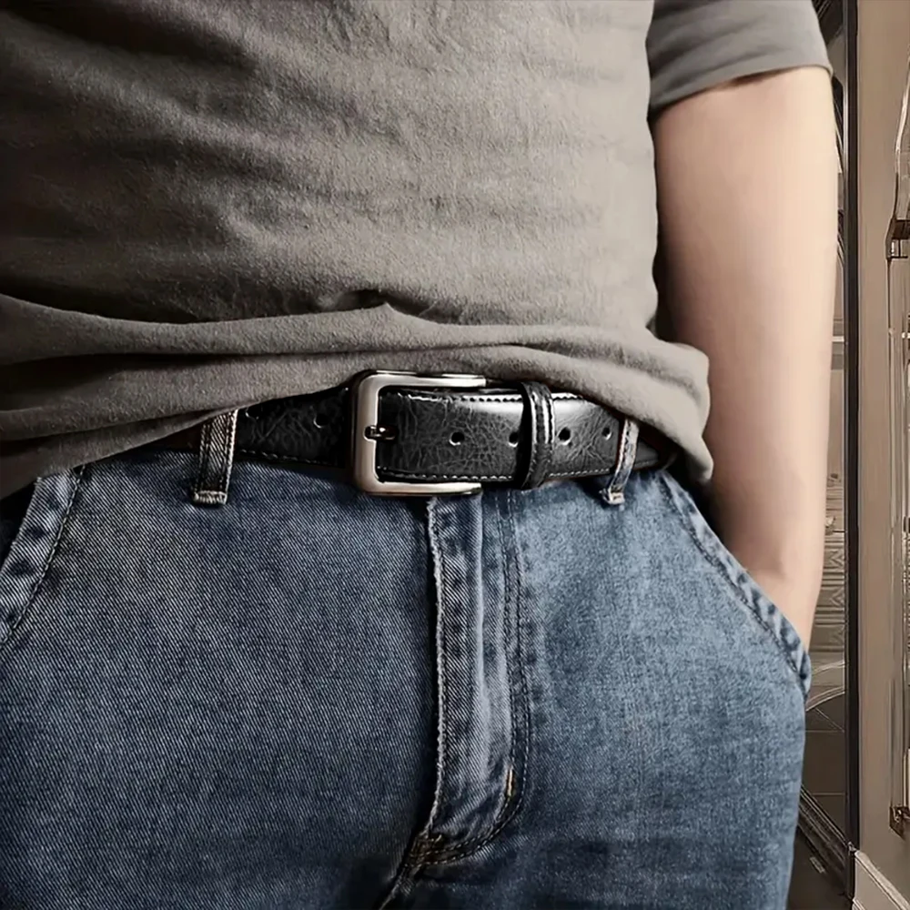 Men's Genuine Leather For Men's High Quality Buckle Jeans Cowskin Casual Belts Business Cowboy Waistband Male Fashion Designer