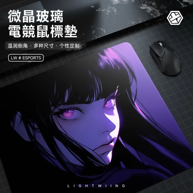 

Japanese Anime Girl Cool Y2K Glass Gaming Mouse Pad Smooth Frosted Surface Desk Mat Tempered Upgrade FPS Office Mousepad Esports