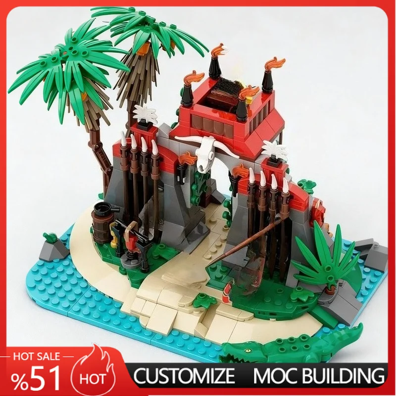 

NEW 504 PCS Crocodile Cage Remake Pirate Islanders Diorama Building Customize Creative Blocks Set Educational Collectible Toys