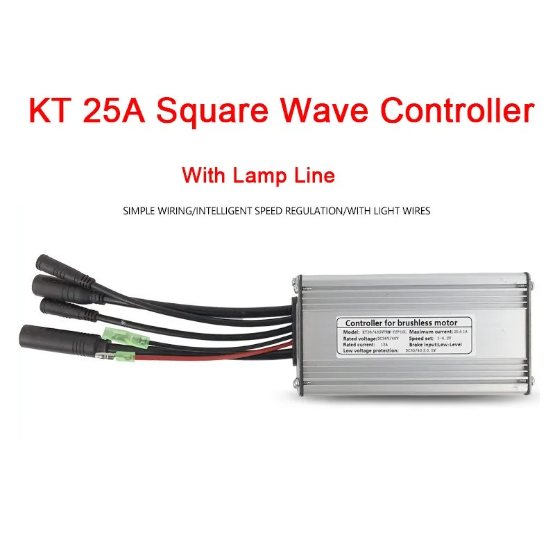 

36/48V Bicycle Controller 9-tube KT-25A Square Wave Controller WP Plug with Lamp Line E-Bike Refit Accessory