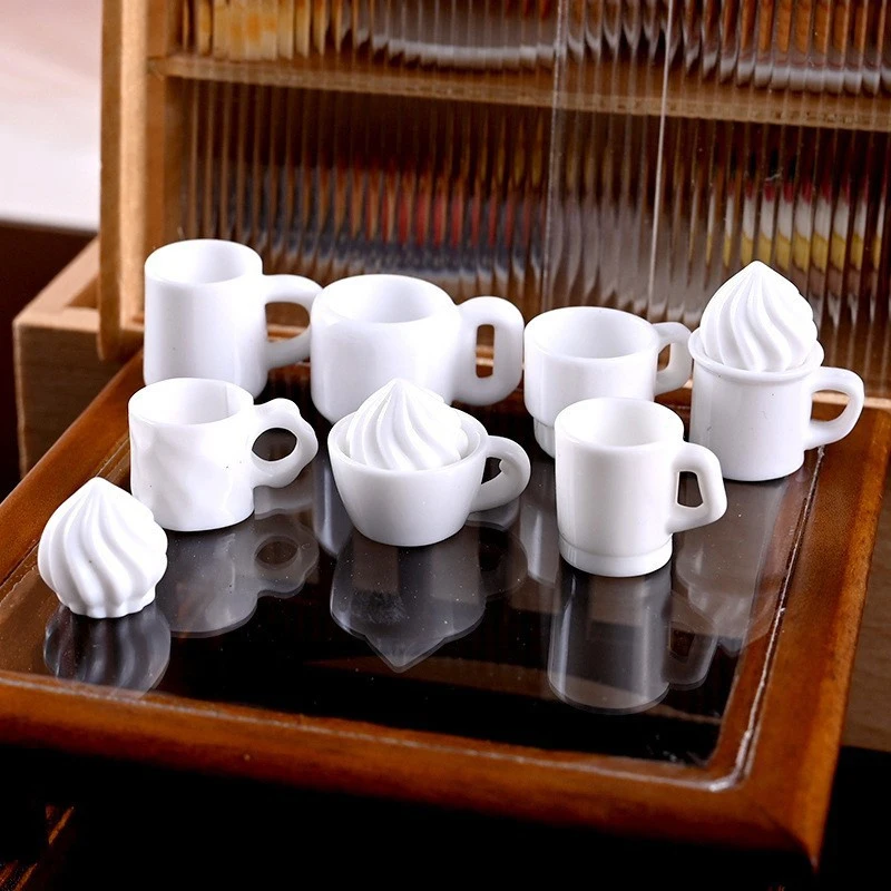 1/12 Dollhouse Simulation Pure White Simple Cup Model Dollhouse Miniature Kitchen Decoration Micro Scene Construction Props