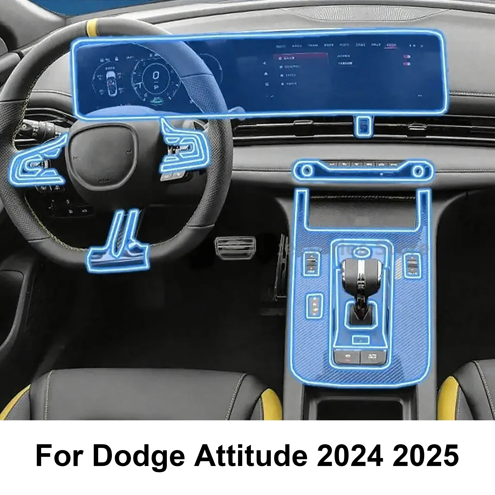 For Dodge Attitude 2024-2026 Transparent Center Console Interior TPU Film Car Gearbox Panel Dashboard Anti-Scratch Sticker Film