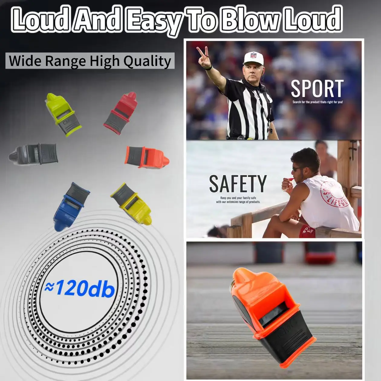صفارة SONIK BLAST، صفارة مدرب الحكم، صفارة أمان خارجية، ألوان جميلة، بدون خرز، سهلة النفخ والصوت #2