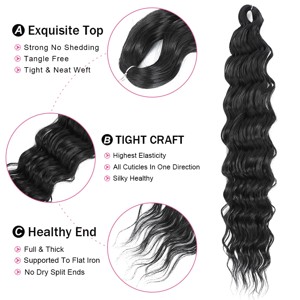 24 Inch Crochet Hair Extensions Synthetic Anna Curls For White Women Pre Looped Large Curls Braiding HairExtensions For Women