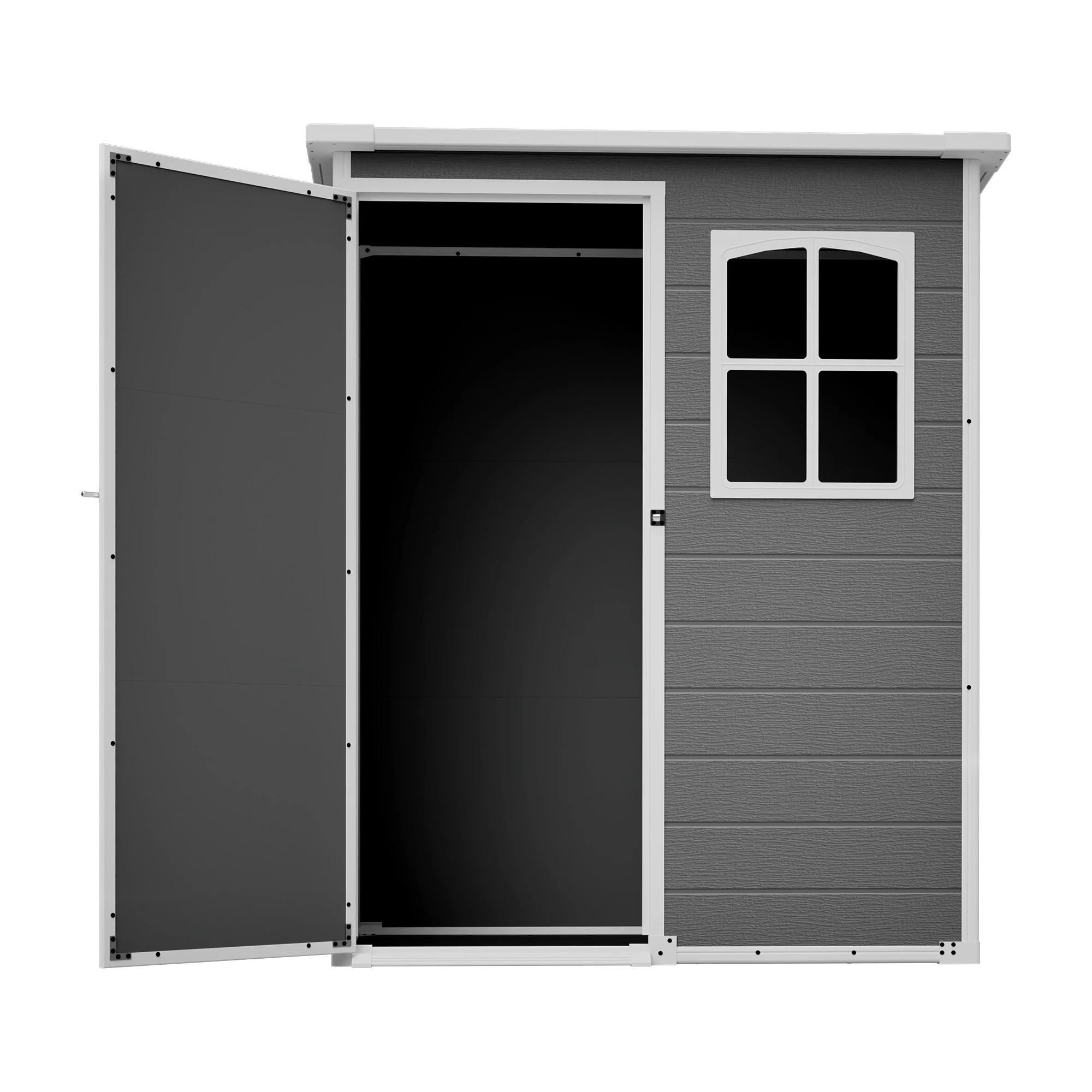 5x3ft Heavy Duty Gray Resin Outdoor Storage Shed with Floor Lockable Window Waterproof for Backyard Patio Garden Tools