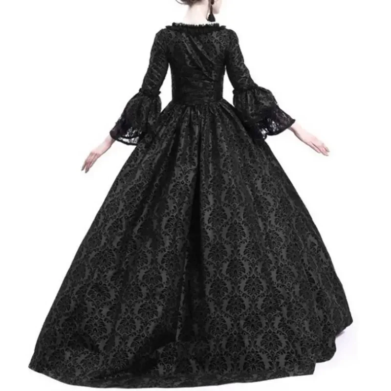 Женское винтажное средневековое готическое платье с квадратным вырезом и расклешенными рукавами, кружевное лоскутное платье макси, облегающее платье, платья @ 0Z *