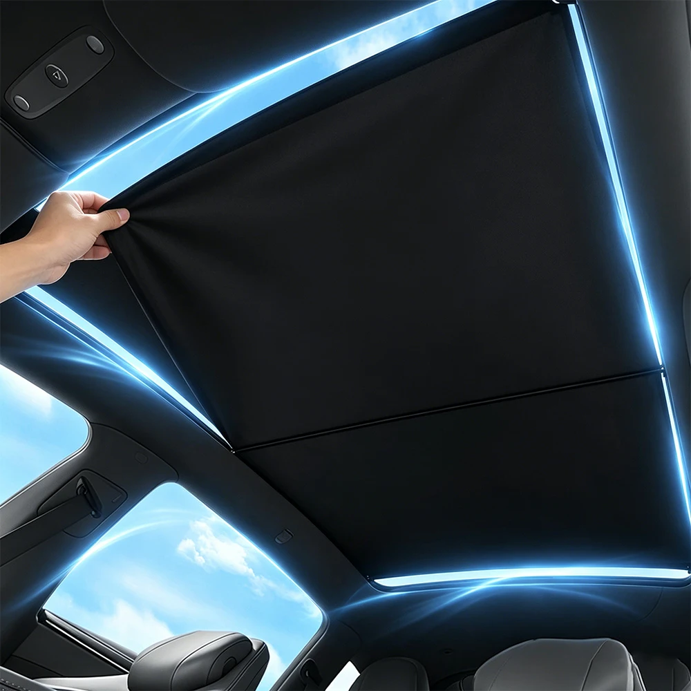 For Tesla Model YL Launch 2026 Ice Crystal Sunroof Shade – Heat Insulation Sunshade Net, Top Ceiling Sun Visor Cover,UV Block Th
