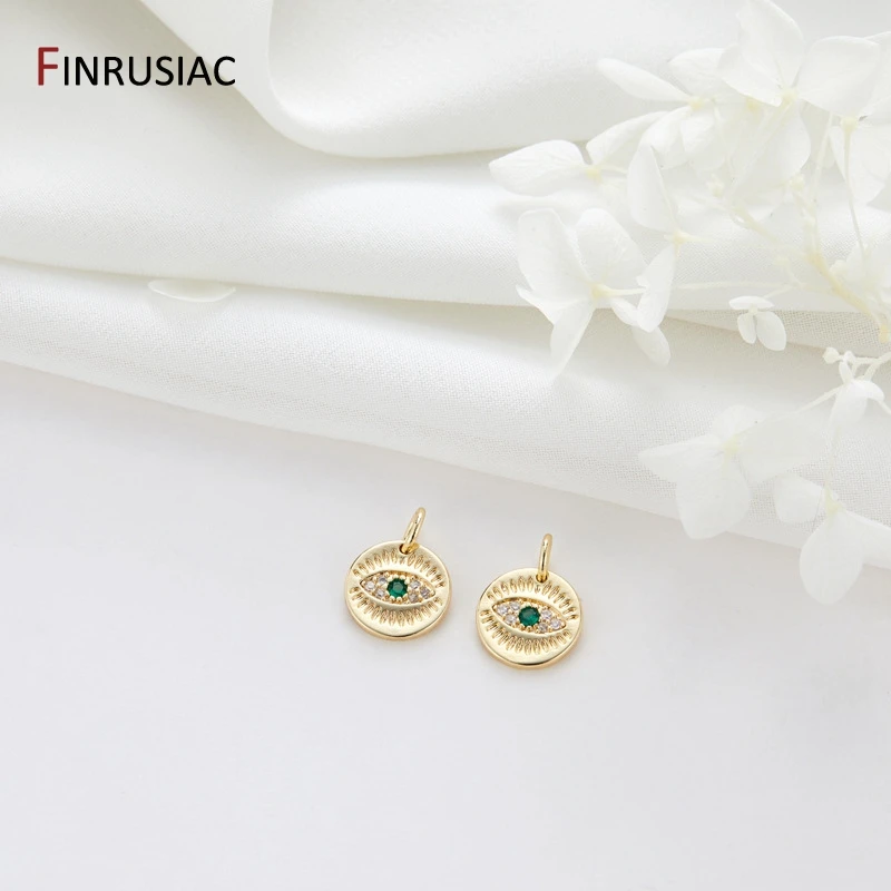 14K Gold Plated Brass Metal With Zircon Evil Eye Snake Heart Charms Pendants For Necklace Earrings Jewelry Making