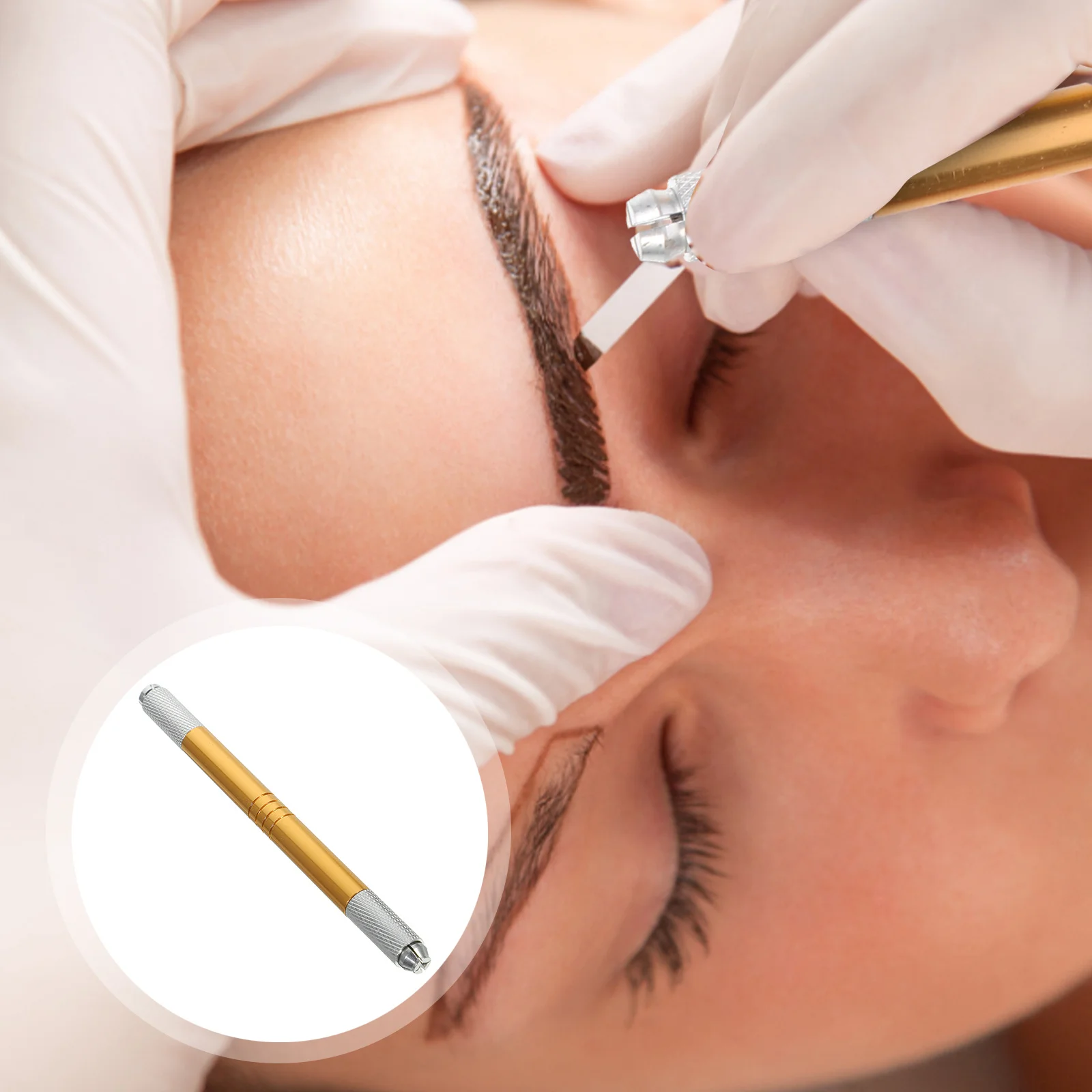 

Double Head Microblading Pen Tattooing Brow Pencil Golden Aluminum Tool Long Life Practical Professional Design Multipurpose