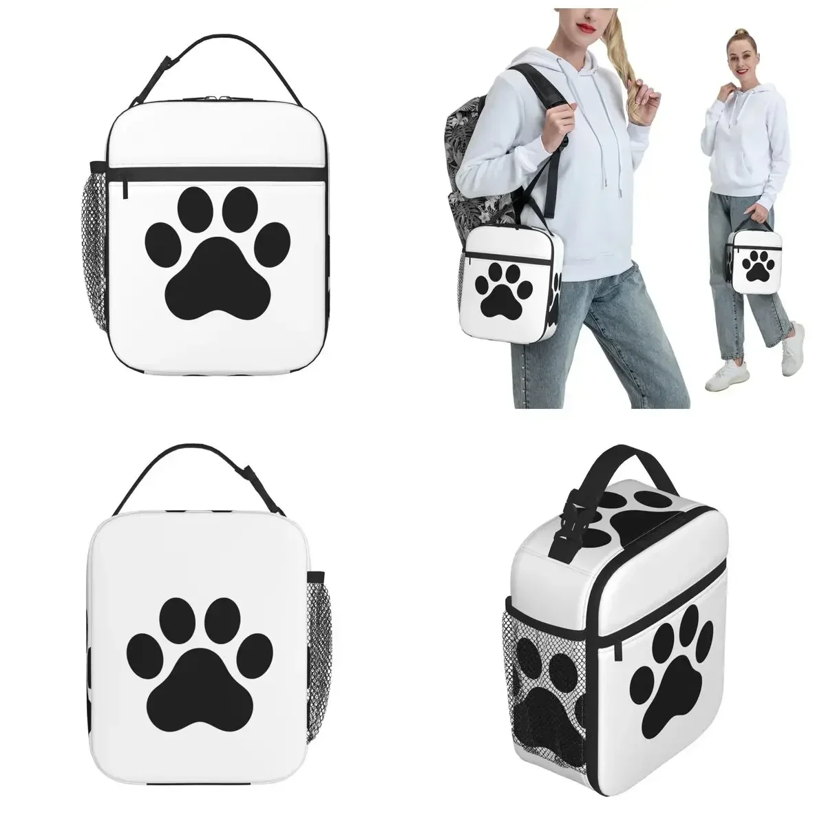 Dog Paw French Bulldog Cartoon Merch Insulated Lunch Bag For School Food Box Portable Thermal Cooler Bento Box