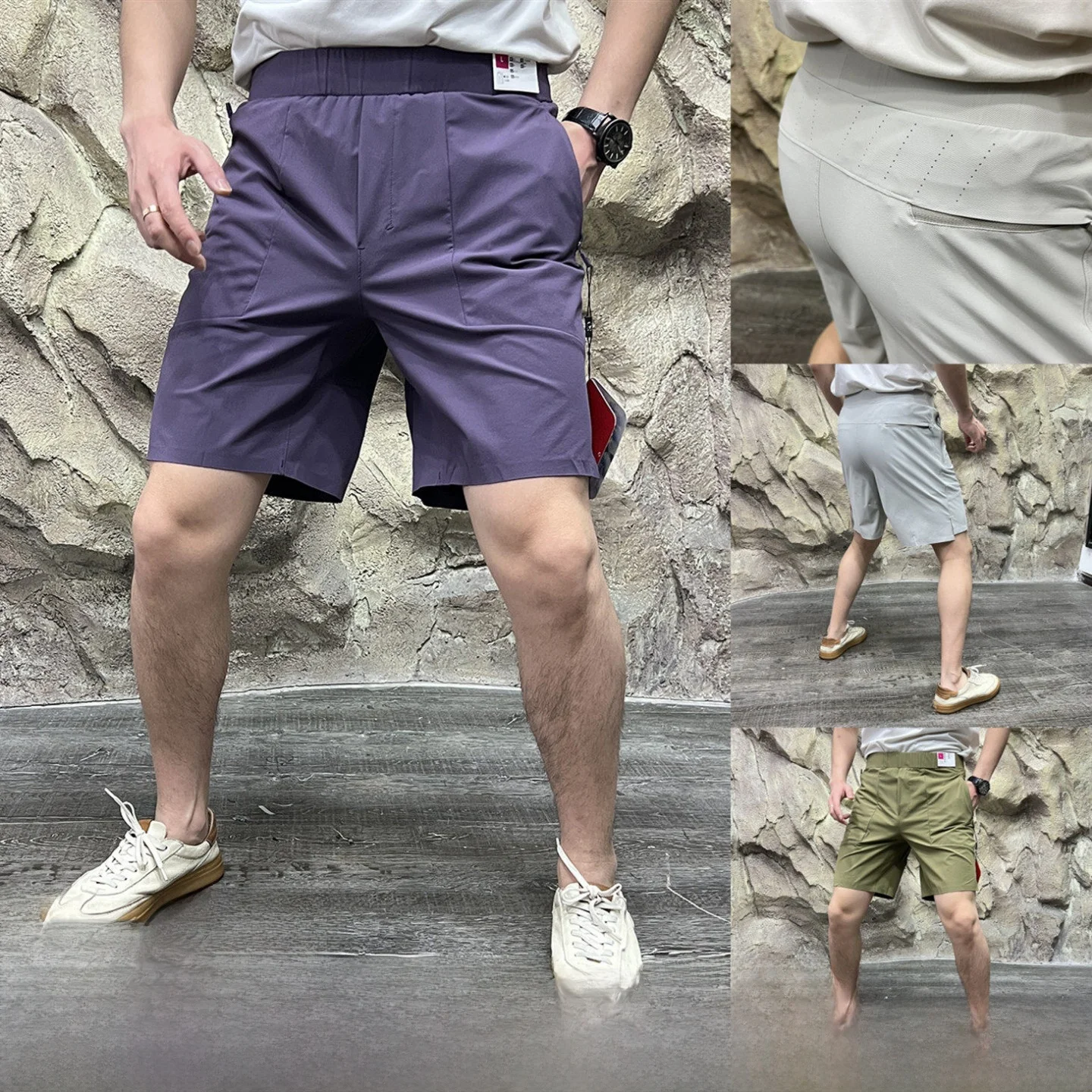 

Qui Dry Спорт на открытом воздухе Мужские orts Lu Series Substitute ABC Узорная текстура Non-Sti Body Sl Glue Легкий Cas...