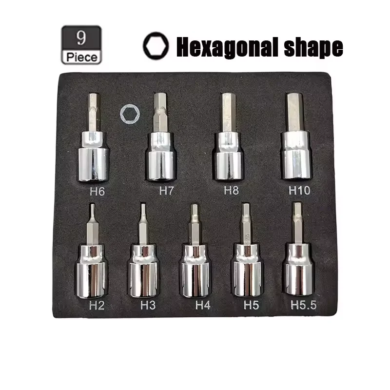 Professional 3/8 Inch Drive Sturdy Hex Bit Socket Set Allen Key Sockets Durable Impact Socket Kit for Drill Metric Tools