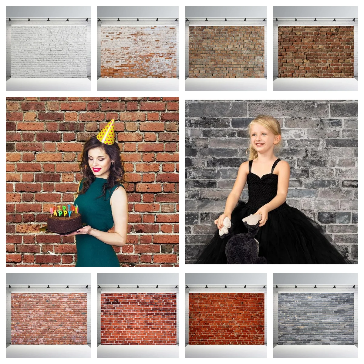 

Grunge Brick Wall Photography Backdrop Wedding Birthday Party Decor Newborn Baby Adult Portrait Photo Background Studio Props