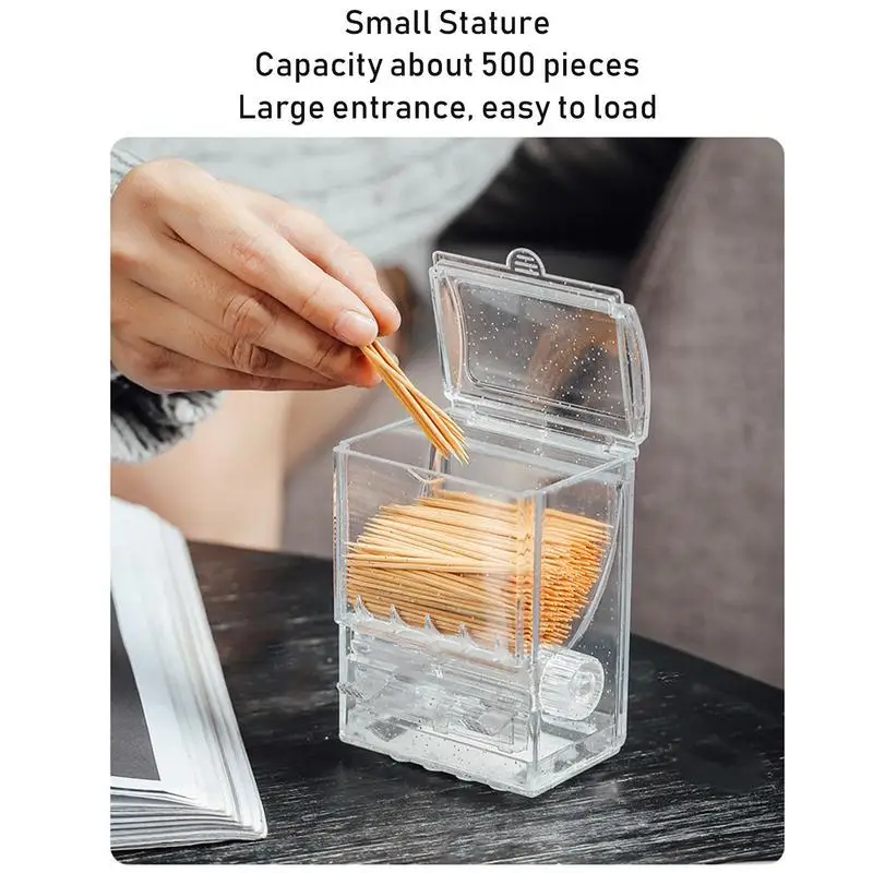 Toothpick Dispenser For Home Clear Vending Machine Auto Toothpick Holder Fashionable Toothpick Dispenser Square Toothpick Box