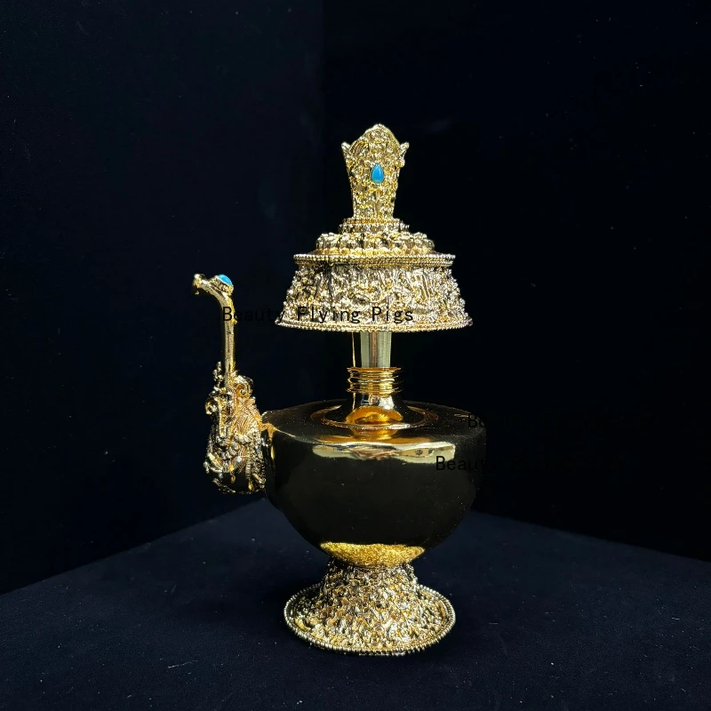 17cm alloy Buddhist water purification bottle Tantric prayer Buddha pot Tibetan altar desktop decoration