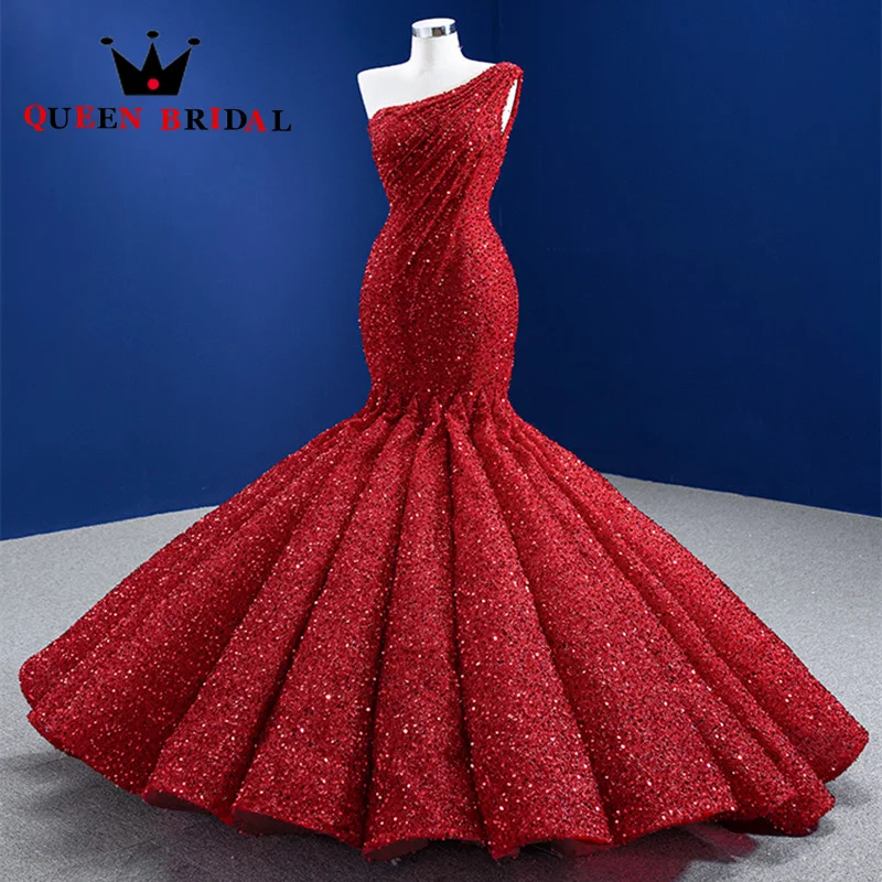 Exquisite One-Shoulder Evening Dress 2023 New Sexy Mermaid Sleeveless Sequined Formal Gowns Robes De Soirée Custom ZX40