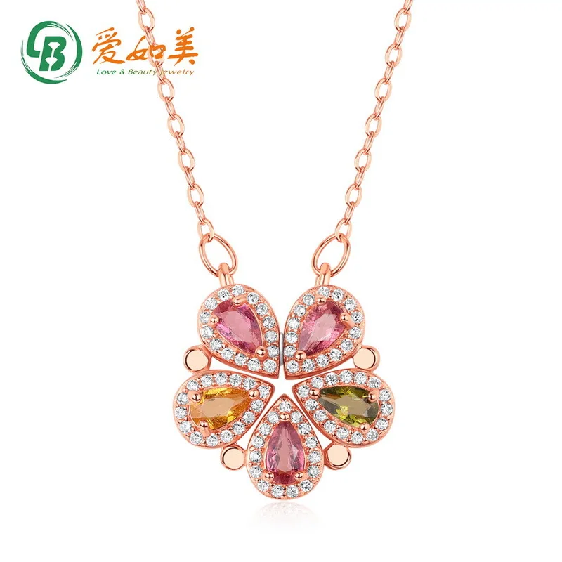 

Fashionable and Trendy Natural Tourmaline Dual-purpose Pendant 18K Gold PT950 Platinum Silver Plated 7-layer Gold Necklace