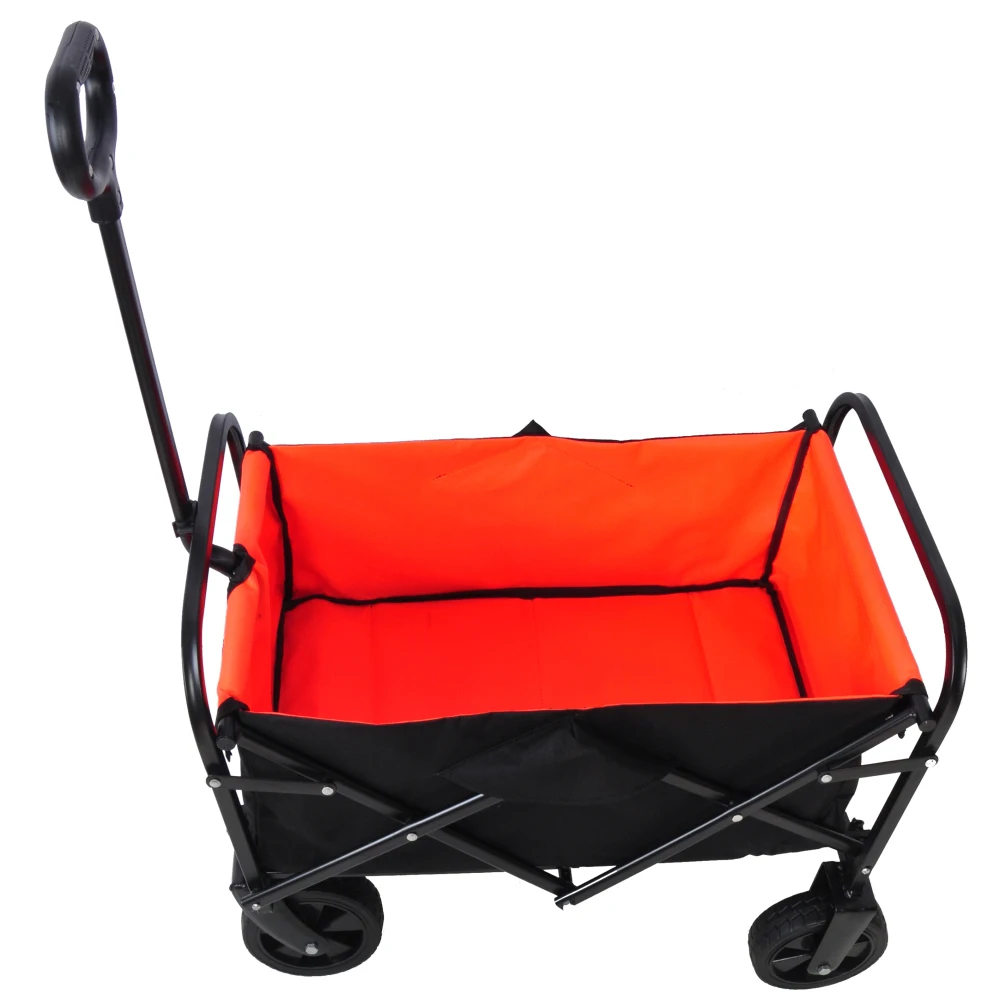 Mini Folding Wagon Garden Shopping Beach Cart (black+yellow)