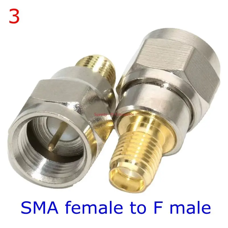 2Pcs/lot SMA To F TV Female Male Straight Connector RPSMA To F Quick Plug Adapter Coax Connector Brass Gold Plated High Quality