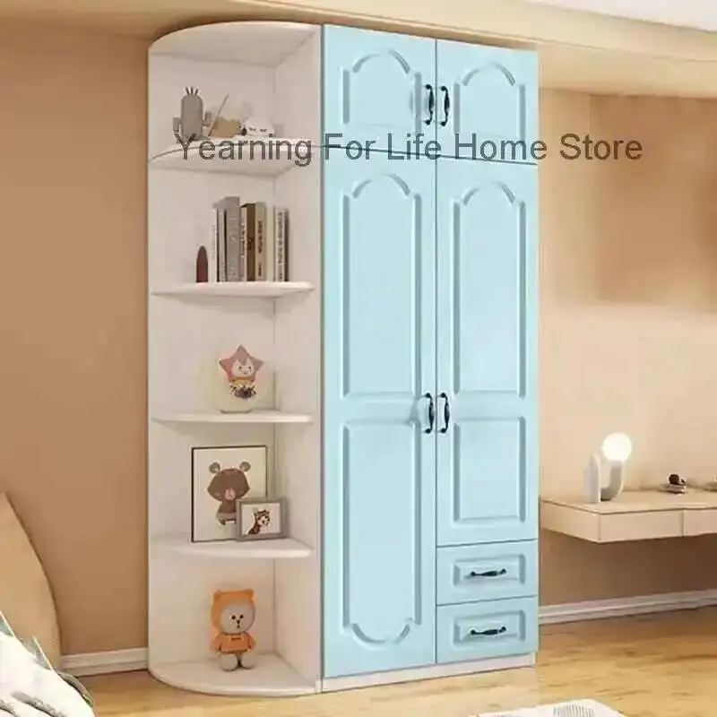 Pink Korean Two Door Wardrobe Organizer Clothing Style Wooden Wardrobe Summer Heavy Duty Schlafzimmer Schrank Salon Furniture