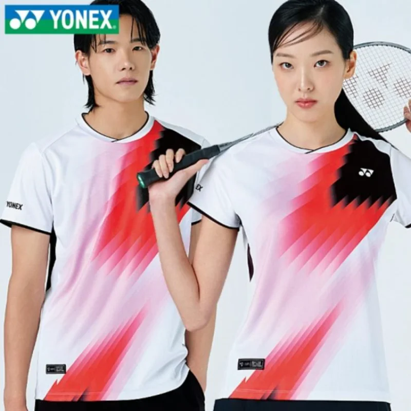 YONEX جديد عالي الجودة ملابس تنس الريشة تي شيرت رياضي بأكمام قصيرة مريح للتنفس يمتص العرق سريع الجفاف