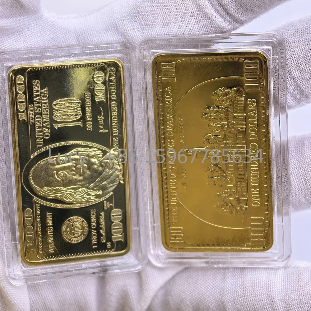 USA 100 Dollar Gold Plated Bars 1 Ounce Fake Gold Bullion Bars Gifts Crafts