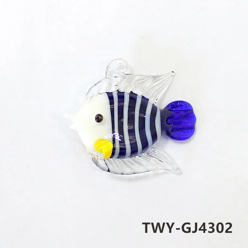 2PCS Colorful Cute Tropical Fish Mini Figurines Glass Pendants Fashion DIY Women\'s Jewelry Necklace Earrings Making Accessories