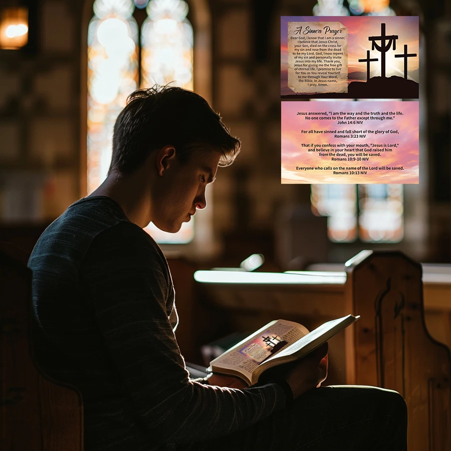 100 Stück Evangeliumskarten, Sinner's Prayer Bibelvers-Karten doppelseitig, christliche Glaubens-Taschenkarten zum Teilen – Detail 5