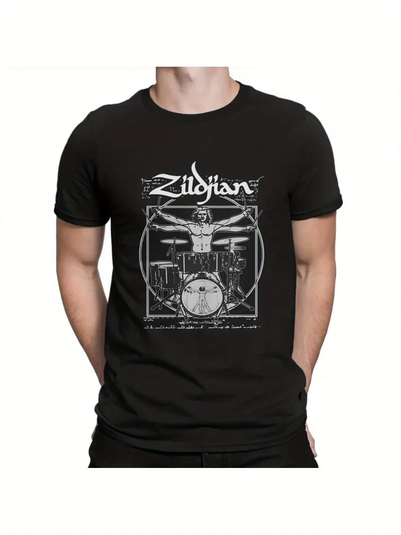 Мужская футболка Zildjian Vitruvian Man Zildjian Отличительная футболка Harajuku Уличная одежда Хипстер