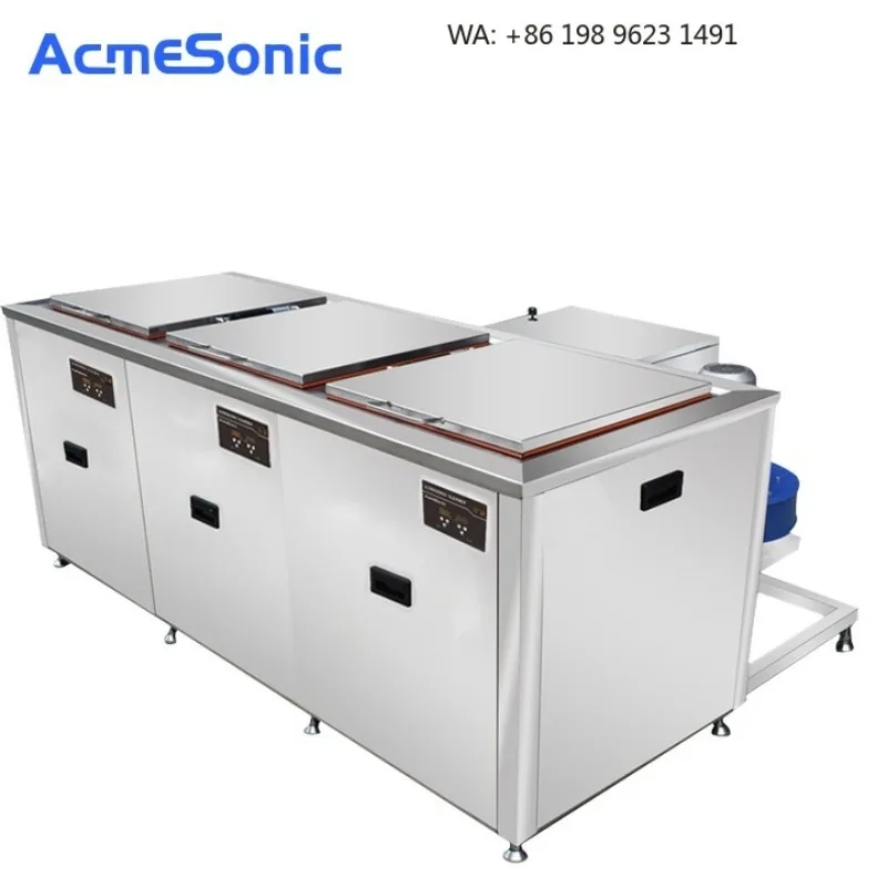 Three-tank Industrial Ultrasonic Cleaning  High Power For Engine Gear Tool Oil Grease Removal With Drying Function