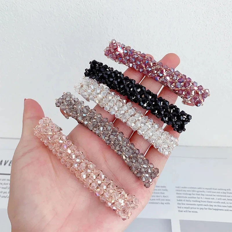 2/3PCS Set Fashion Crystal Spring Hair Clips Pins Handmade Beads Hair Barrettes For Women Girl Korean Simple Hair Accessories