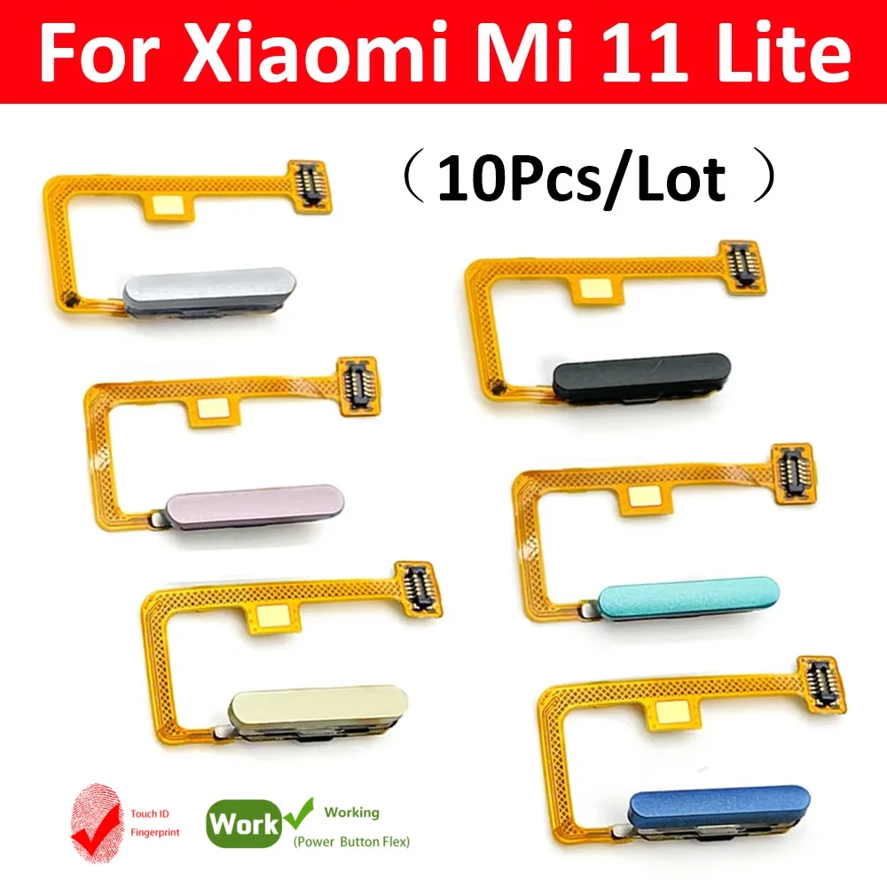 10Pcs/Lot,  Home Button FingerPrint Sensor Flex Cable Ribbon For Xiaomi Mi 11 Mi11 Lite Replacement Parts