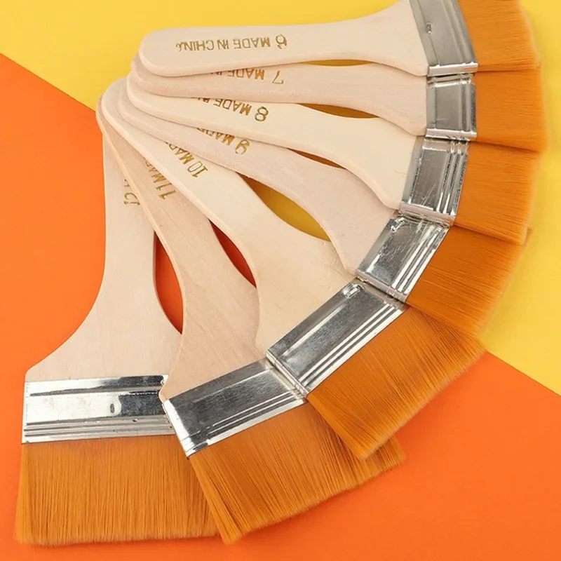 12Pcs Nylon Paint Brush Set Premium Synthetic Bristles for Acrylic Oil Watercolor Painting Essential Art Supplies