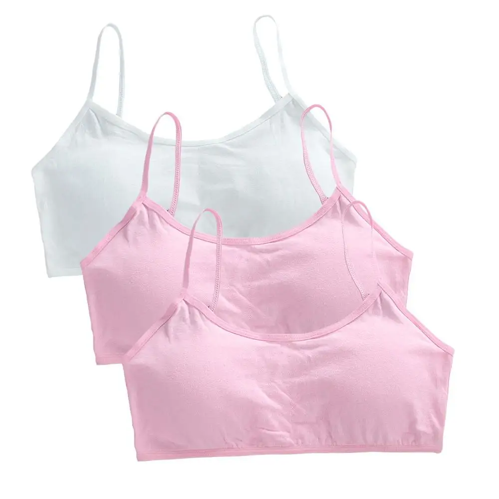 3 Stuks Tiener Meisjes Katoenen Tube Tops Jonge Kinderen Onderkleding Student Meisjes Draadloze Effen Kleur Bh Kinderen Sport Training Bh Vest