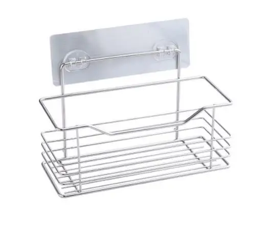 22cm High Fence Stainless Steel Bathroom Storage Shelf Punch-Free Wall Mounted Kitchen Bathroom Toilet Storage Rack