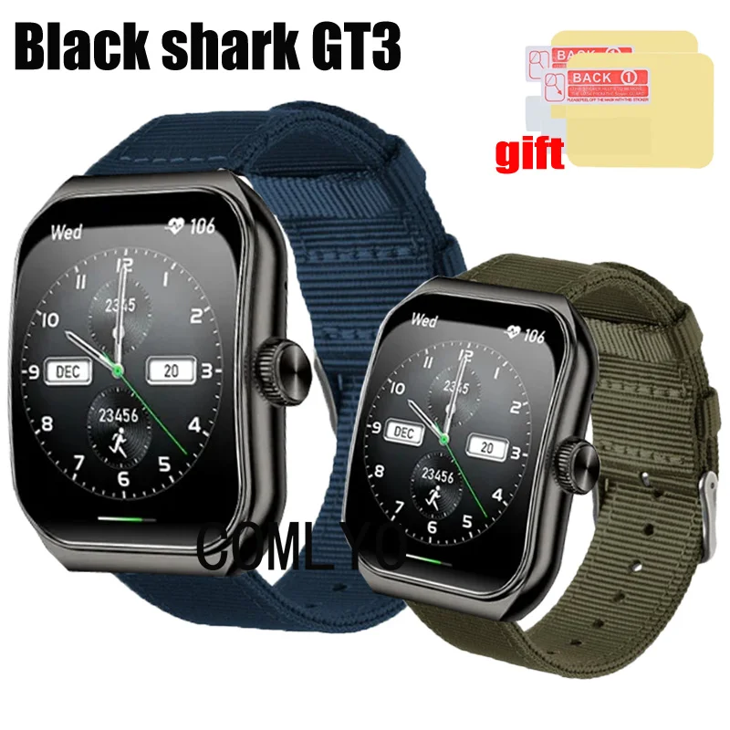 3in1 for Blackshark GT3 black shark gt 3 Strap Smart watch Band Nylon Canva women men Belt Screen Protector