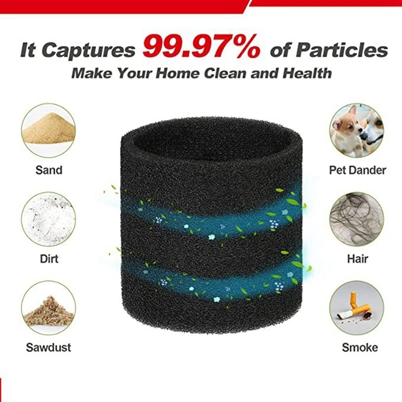 5 Stück 90585 Schaumstoff hülsen filter Zubehör für Vacmaster & Genie Sh-Op Nass-Trocken sauger, VF2001 Schaum filter